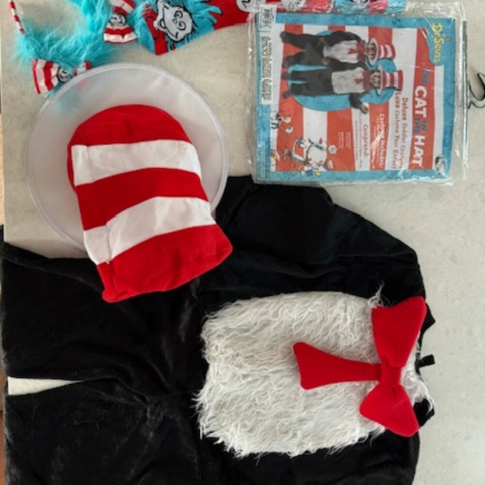 3 COSTUMES: Family Cat in the Hat (Thing 1 & 2, and Cat in the Hat toddler)